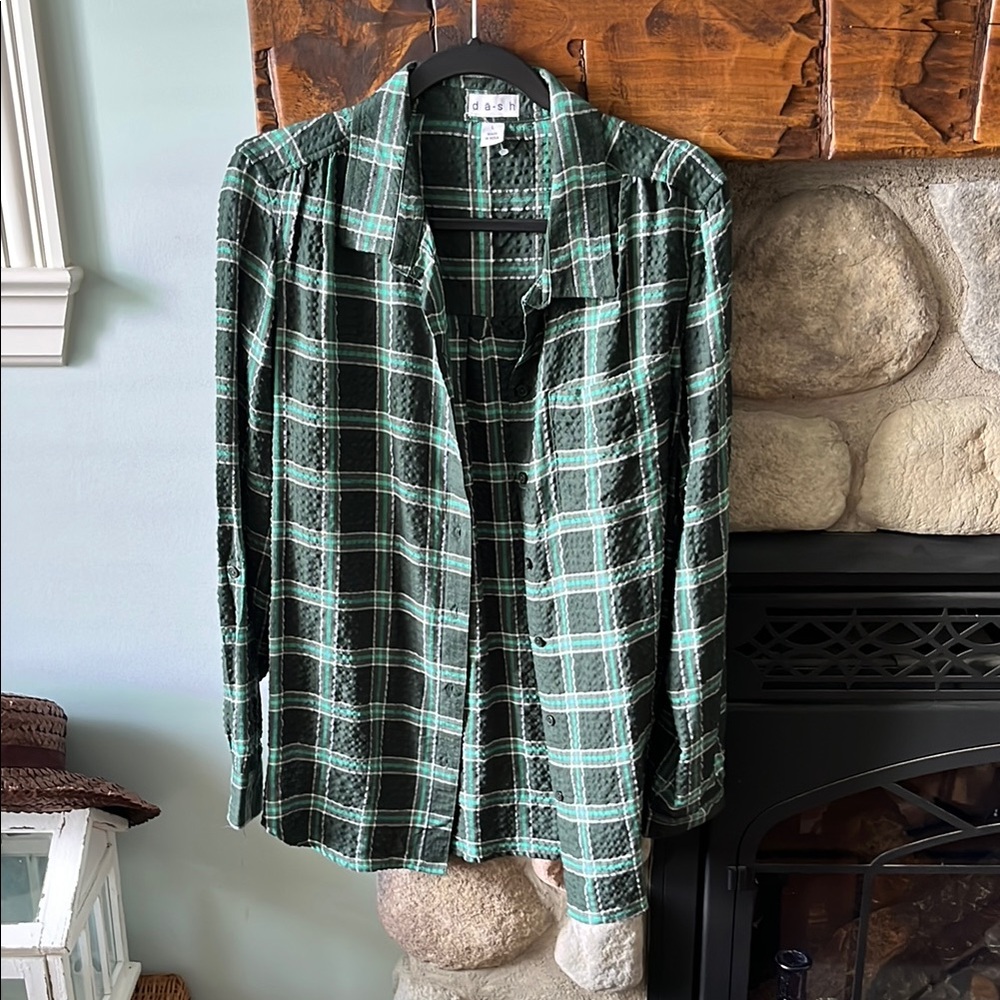 Green Plaid Button-Up Shirt Dash